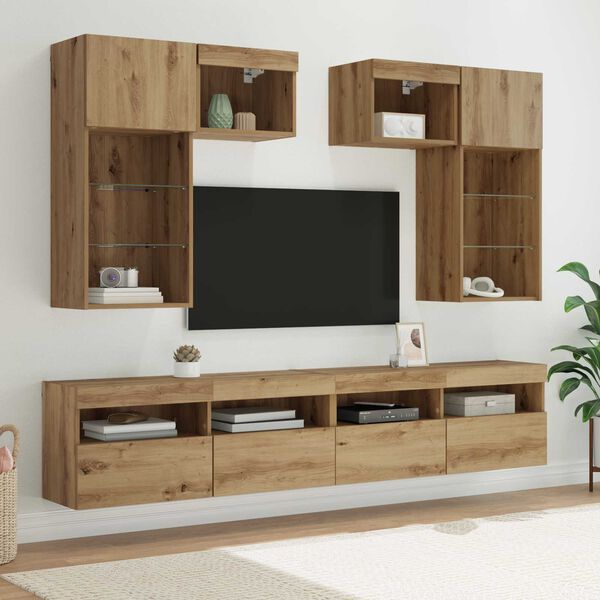vidaXL TV Wall Units 6 pcs Old Wood 100 x 30 x 40 cm Engineered Wood