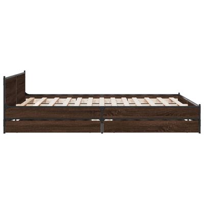 vidaXL Bed Frame with Drawers Brown Oak 120x190 cm Small Double Engineered Wood