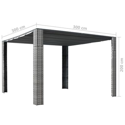 vidaXL Gazebo with Roof Poly Rattan 300x300x200 cm Grey and Anthracite