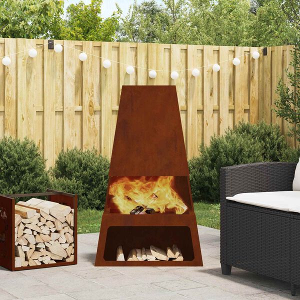 vidaXL Fire Pit Brown 60 x 35 x 100 cm Weathering Steel