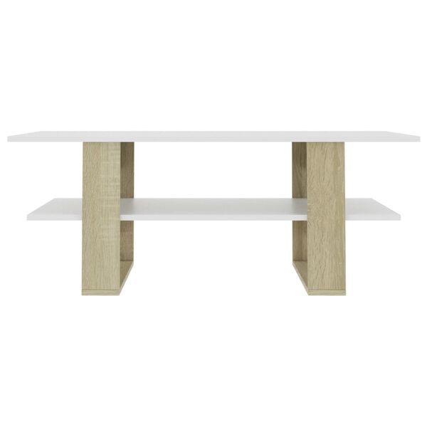 vidaXL Coffee Table White and Sonoma Oak 110x55x42 cm Engineered Wood