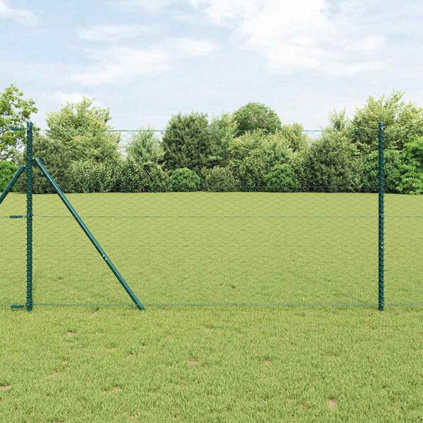 vidaXL Fence Post Green 100 x 1.2 m (36 mm mesh) Steel and PVC