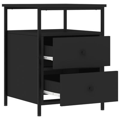 vidaXL Bedside Cabinet Black 44x45x60 cm Engineered Wood