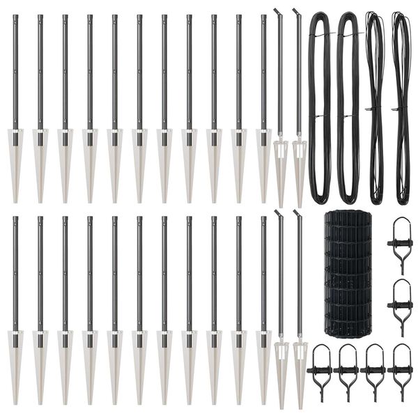 vidaXL Fence with Posts Grey 0.4 x 50 m Steel