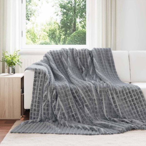 vidaXL Throw Blanket Dark Grey 240 x 220 cm Fleece