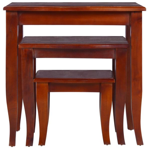 vidaXL Side Tables 3 pcs Classical Brown Solid Mahogany Wood