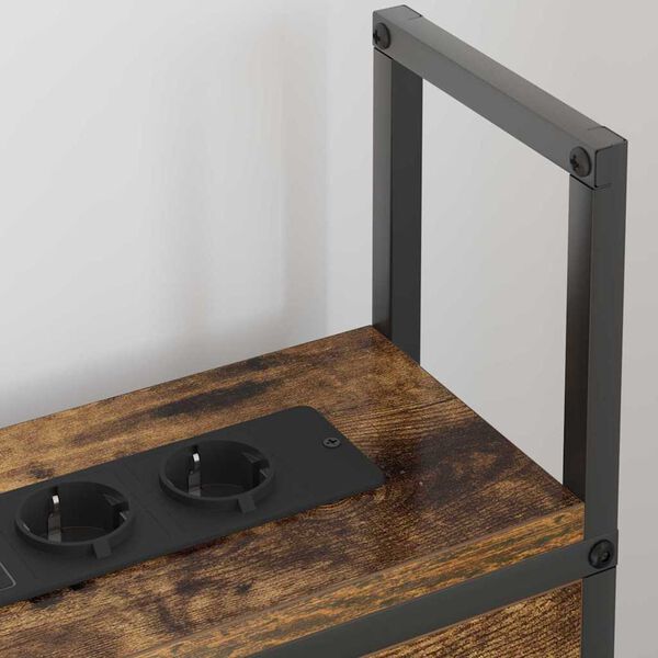 vidaXL Storage Headboard with Charging Station Smoked oak 75 cm