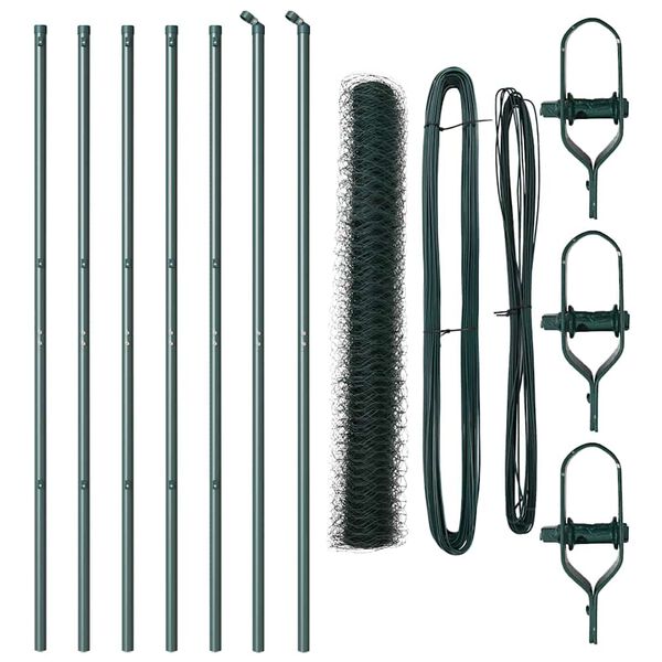 vidaXL Fence Post Green 10 x 1.4 m (50 mm mesh) Steel and PVC