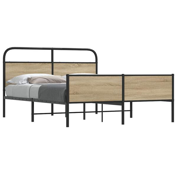 vidaXL Metal Bed Frame without Mattress Smoked Oak 160x200 cm