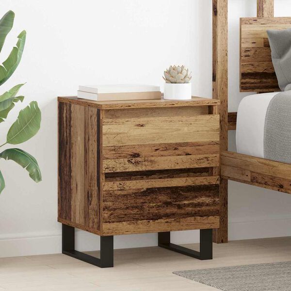 vidaXL Bedside Cabinet Old Wood 40 x 35 x 50 cm Engineered Wood