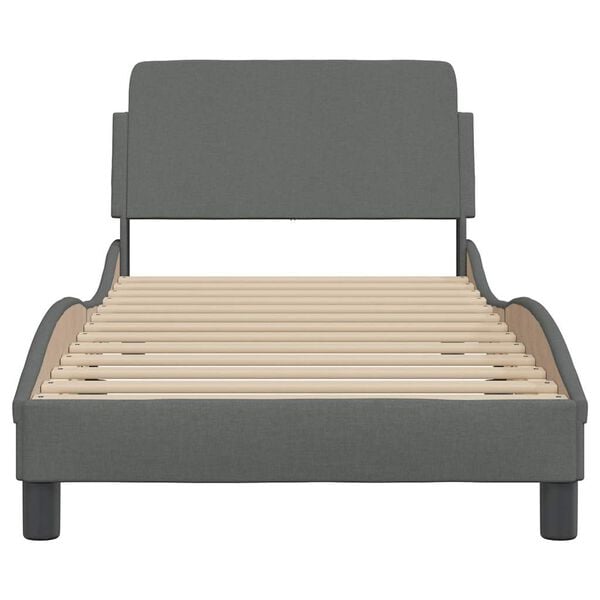 vidaXL Bed Frame "Dover" Dark Grey 90x190 cm Single Fabric