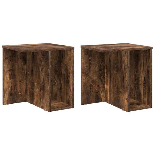 vidaXL End Table 2 pcs Smoked Oak 37 x 32 x 40 cm Engineered Wood