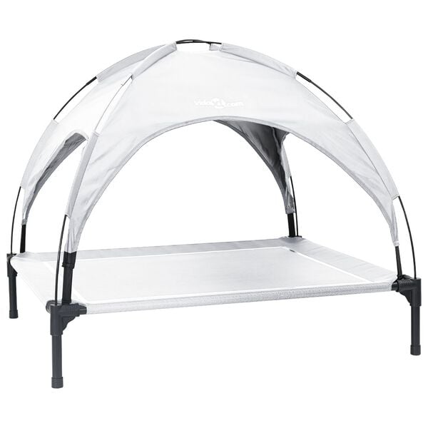 vidaXL Dog Bed Folding Manual Silver Grey 104 x 86 x 84.5 cm Steel