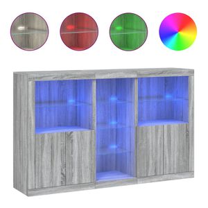 vidaXL Sideboard with LED Lights Grey Sonoma 162x37x100 cm