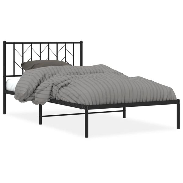 vidaXL Metal Bed Frame without Mattress with Headboard Black 107x203cm