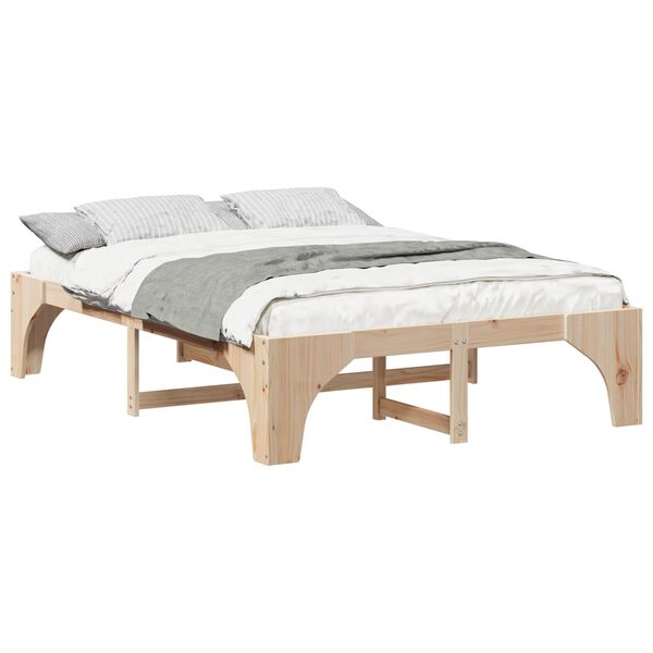 vidaXL Bed Frame Brown 160 x 200 cm Solid Pine Wood