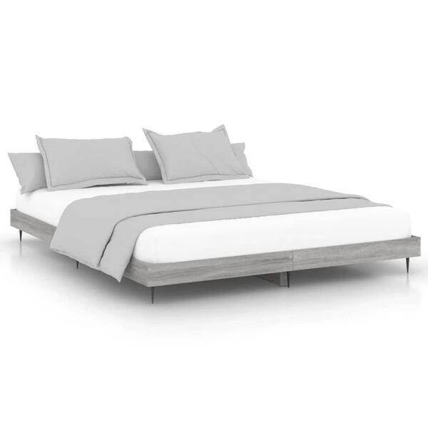 vidaXL Bed Frame without Mattress Grey Sonoma 200x200 cm Engineered Wood