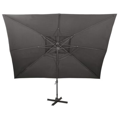 vidaXL Cantilever Umbrella with Double Top Anthracite 400x300 cm