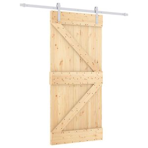 vidaXL Sliding Door Natural and White 95 x 210 cm Solid Pine Wood