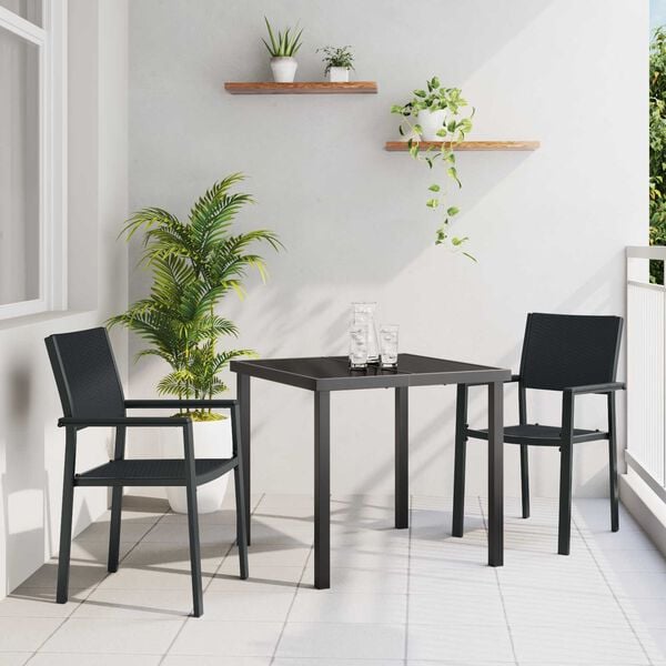 vidaXL Garden Dining Set 3 pcs Black Powder-Coated Steel