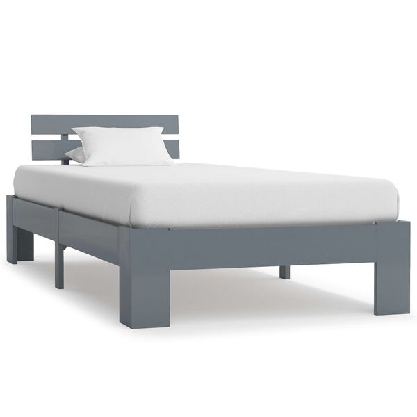 vidaXL Bed Frame without Mattress Grey Solid Pine Wood 100x200 cm