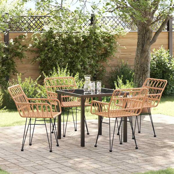 vidaXL Garden Dining Set 5 pcs Brown Powder-Coated Steel