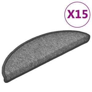 vidaXL Stair Mats 15 pcs 56x17x3 cm Dark Grey Half Round