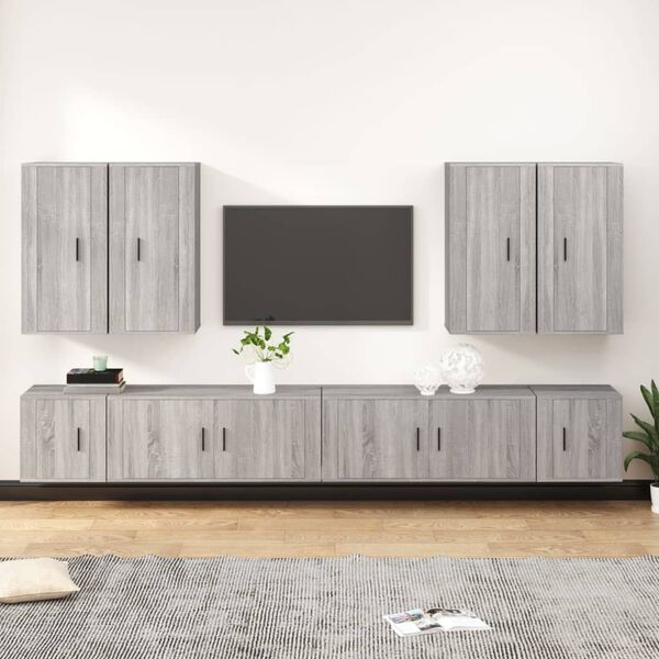 vidaXL 8 Piece TV Cabinet Set Grey Sonoma Engineered Wood