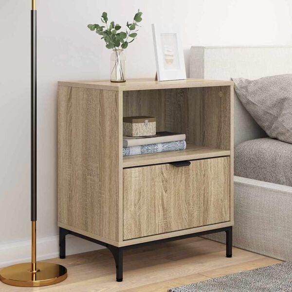 vidaXL Bedside Cabinet with Drawer 2 pcs Sonoma oak 49 x 36 x 61 cm