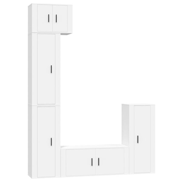 vidaXL 5 Piece TV Cabinet Set White Engineered Wood