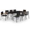vidaXL 9 Piece Garden Dining Set Black