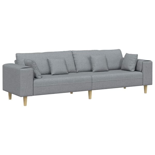 vidaXL Sofa with Cushion Light Grey 250 x 77 x 76 cm Fabric