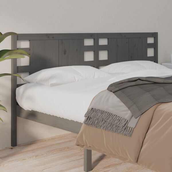 vidaXL Headboard Grey 166x4x100 cm Solid Wood Pine