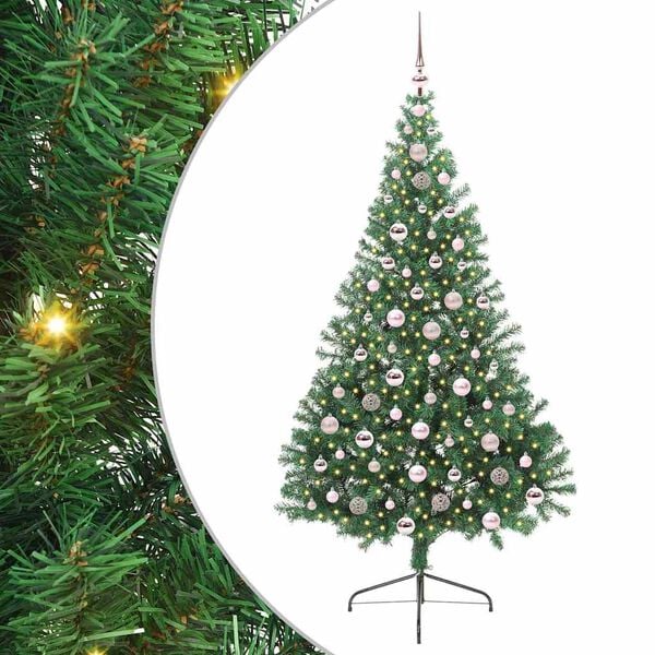 vidaXL Artificial Pre-lit Christmas Tree Green 210 cm PVC