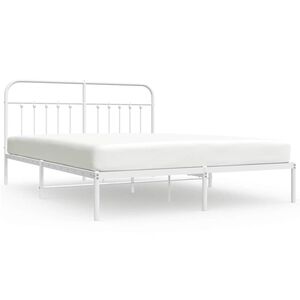 vidaXL Metal Bed Frame without Mattress with Headboard White 183x213cm