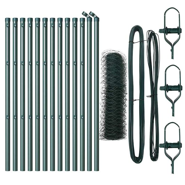 vidaXL Fence Post Green 25 x 0.6 m (36 mm mesh) Steel and PVC