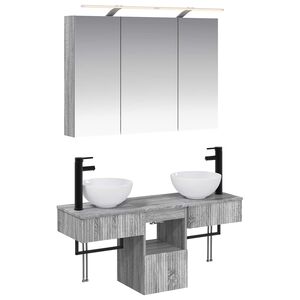 vidaXL Bathroom Cabinet Set 4 pcs Grey Sonoma 100 x 14.5 x 70 cm