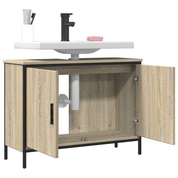 vidaXL Bathroom Sink Cabinet Sonoma Oak 80x30x60 cm Engineered Wood