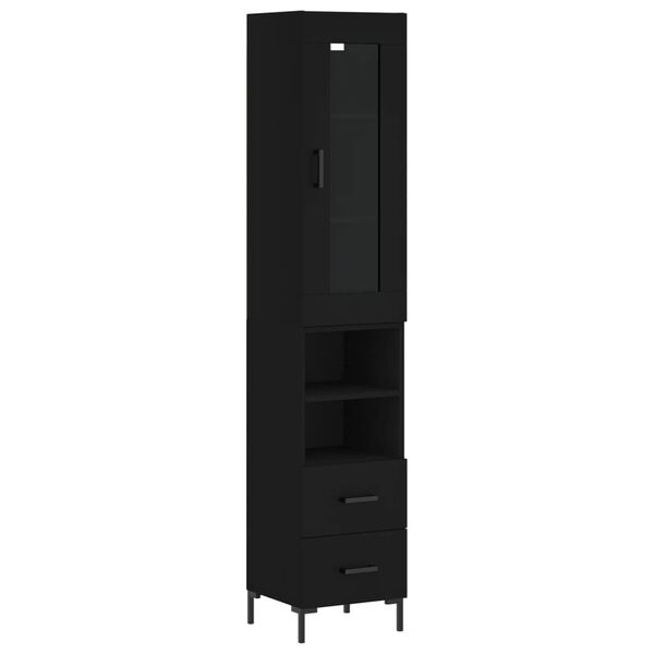 vidaXL Highboard Black 34.5x34x180 cm Engineered Wood