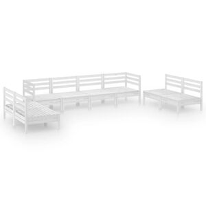 vidaXL 8 Piece Garden Lounge Set White Solid Pinewood