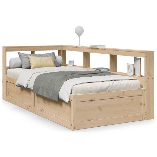vidaXL Bookcase Bed without Mattress 75x190cm Solid Wood Pine