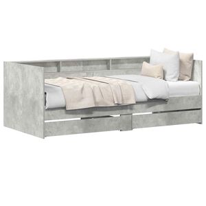 vidaXL Day Bed with Drawer Grey 90 x 200 cm Engineered Wood