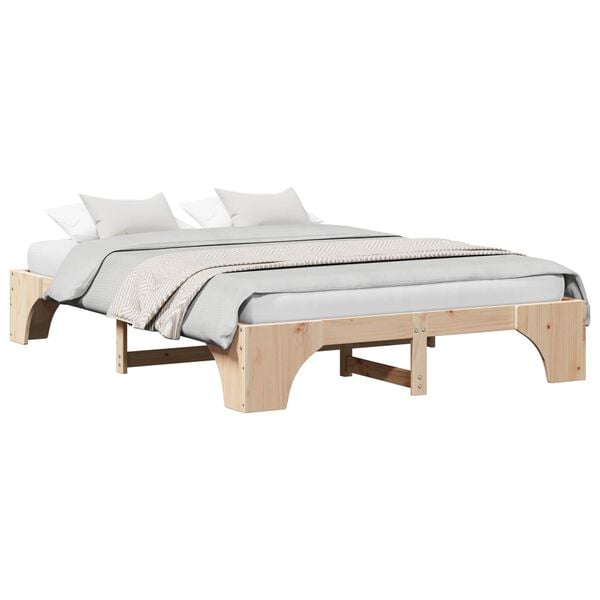 vidaXL Bed Frame Natural 150 x 200 cm Solid Pine Wood