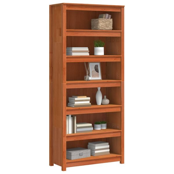 vidaXL Book Cabinet Wax Brown 80 x 35 x 183 cm Solid Pine Wood