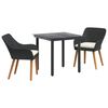 vidaXL Garden Dining Set with Cushion 3 pcs Black Poly Rattan