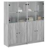vidaXL Bookcase with Doors Grey Sonoma 136x37x142 cm Engineered Wood