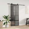 vidaXL Sliding Door with Hardware Set Black 90x205 cm Tempered Glass
