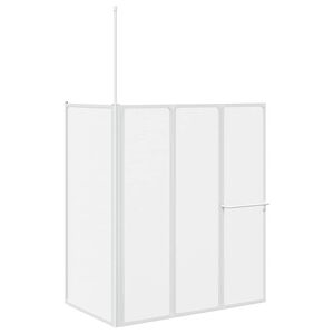 vidaXL Bath Screen Folding Frosted Aluminium