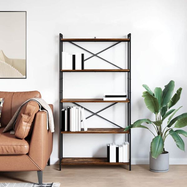 vidaXL Bookshelf Smoked Oak 80 x 30 x 155 cm Engineered Wood
