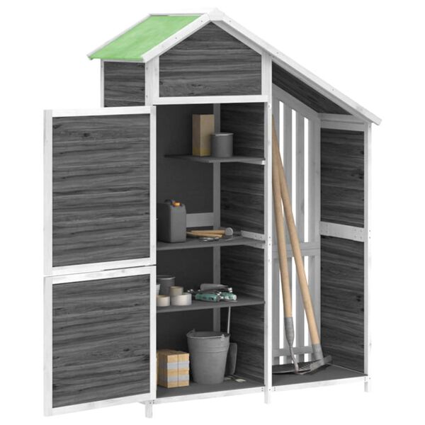vidaXL Garden Tool Shed Grey 120x53.5x170 cm Solid Wood Pine